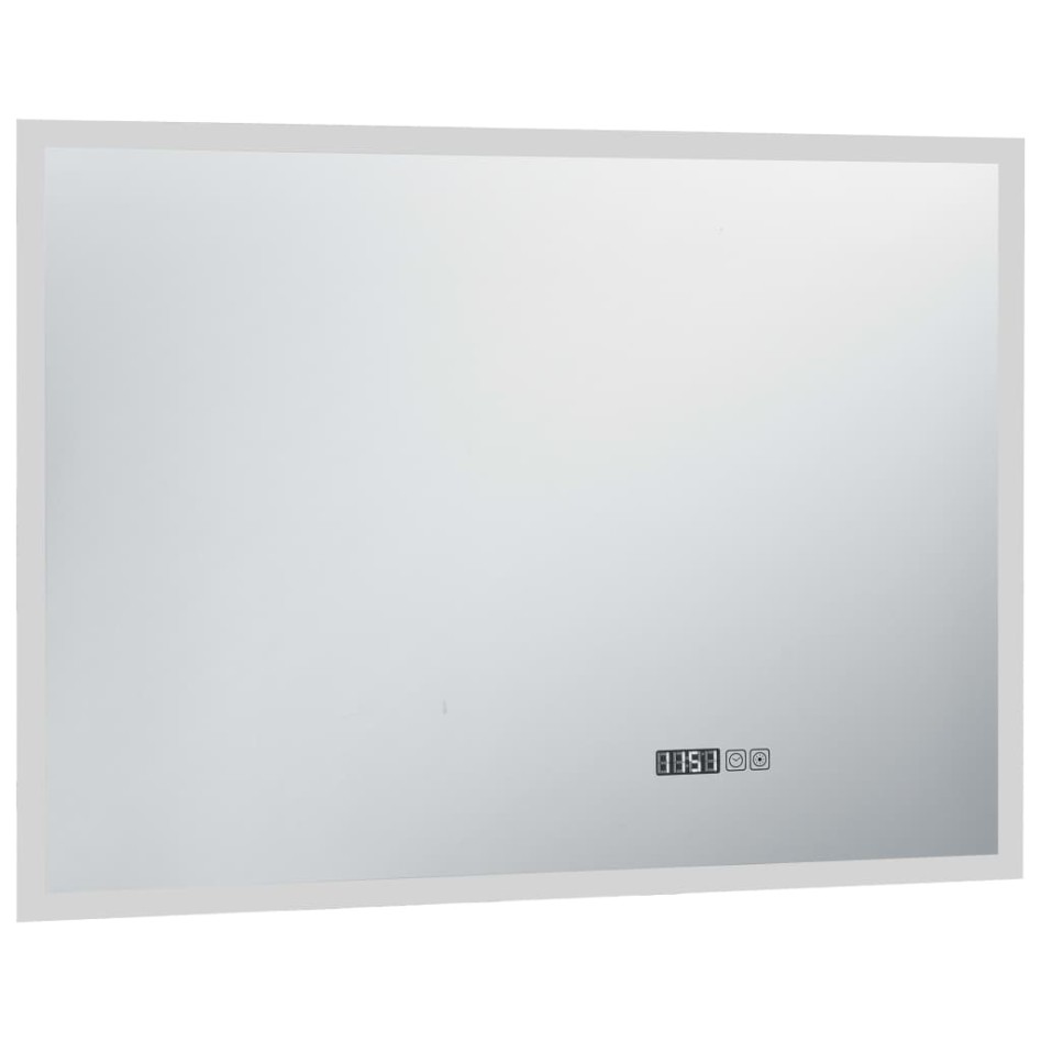 Espejo de baño con LED, sensor táctil y reloj 100x60