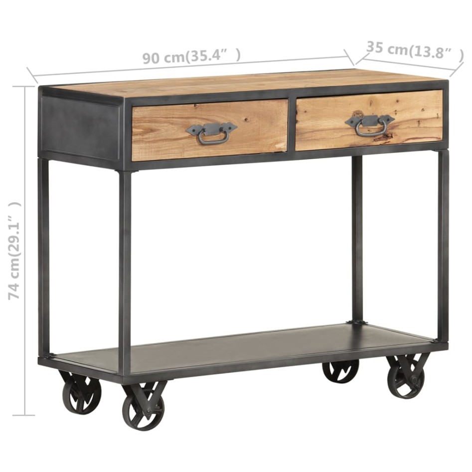 Mesa consola de madera maciza reciclada 90x35x74