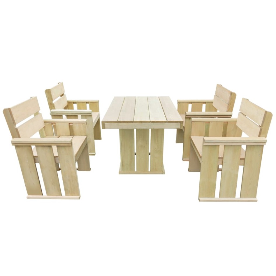Set de comedor de jardín 5 pzas madera de pino
