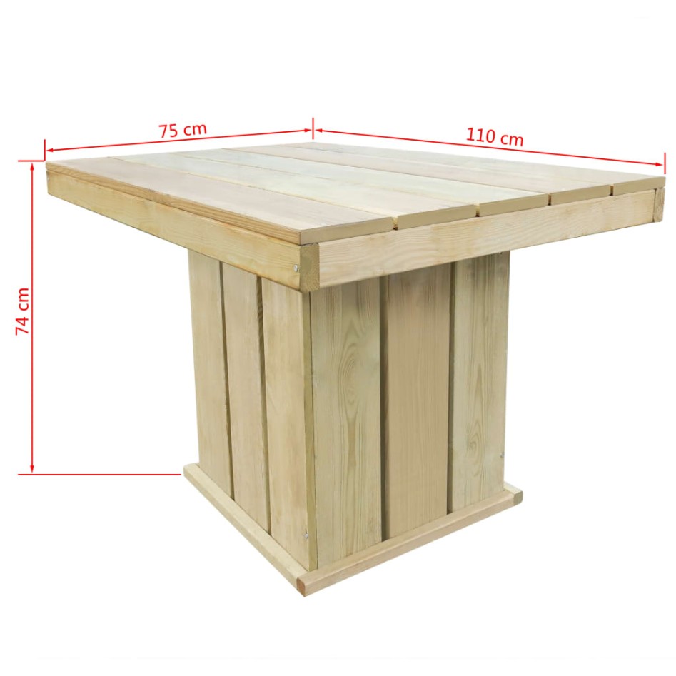 Set de comedor de jardín 5 pzas madera de pino