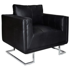 Sillón con patas cromadas cuero sintético