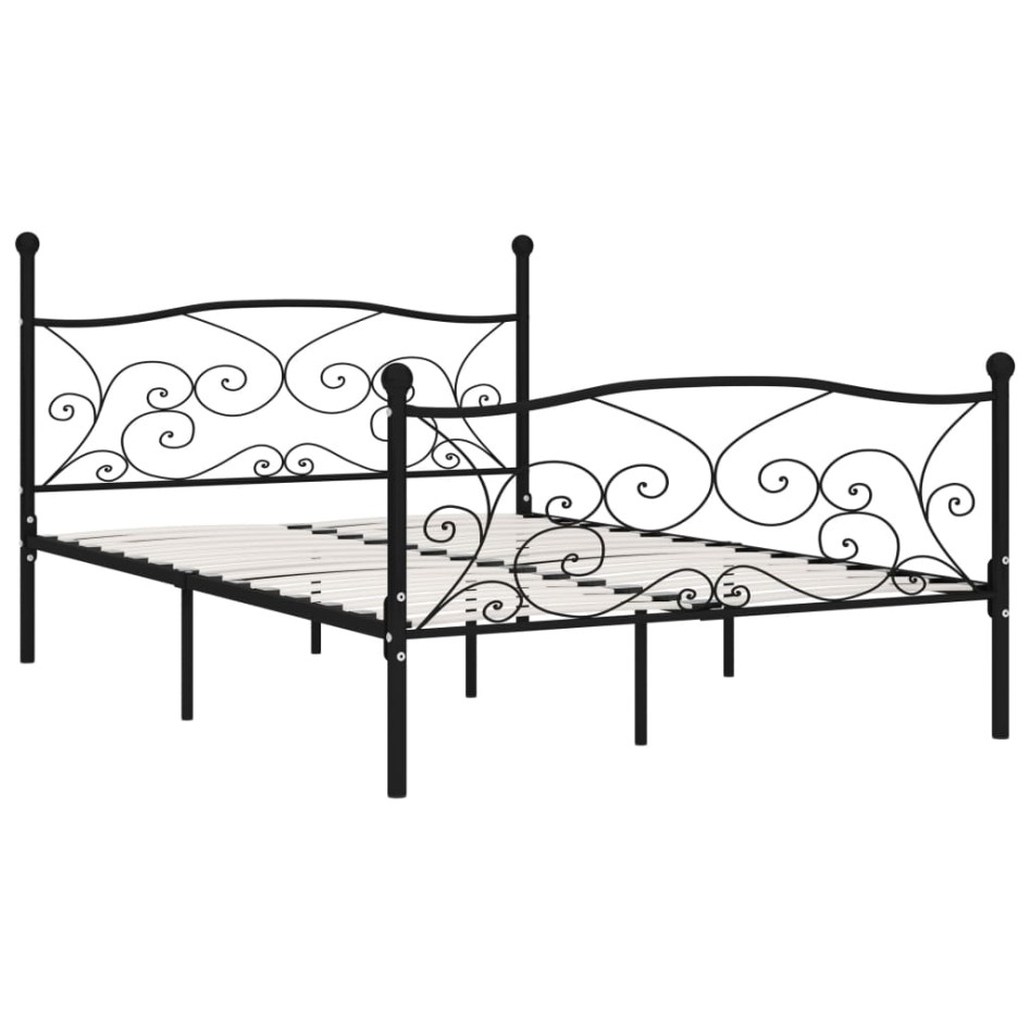 Estructura de cama con somier metal negro 140x200