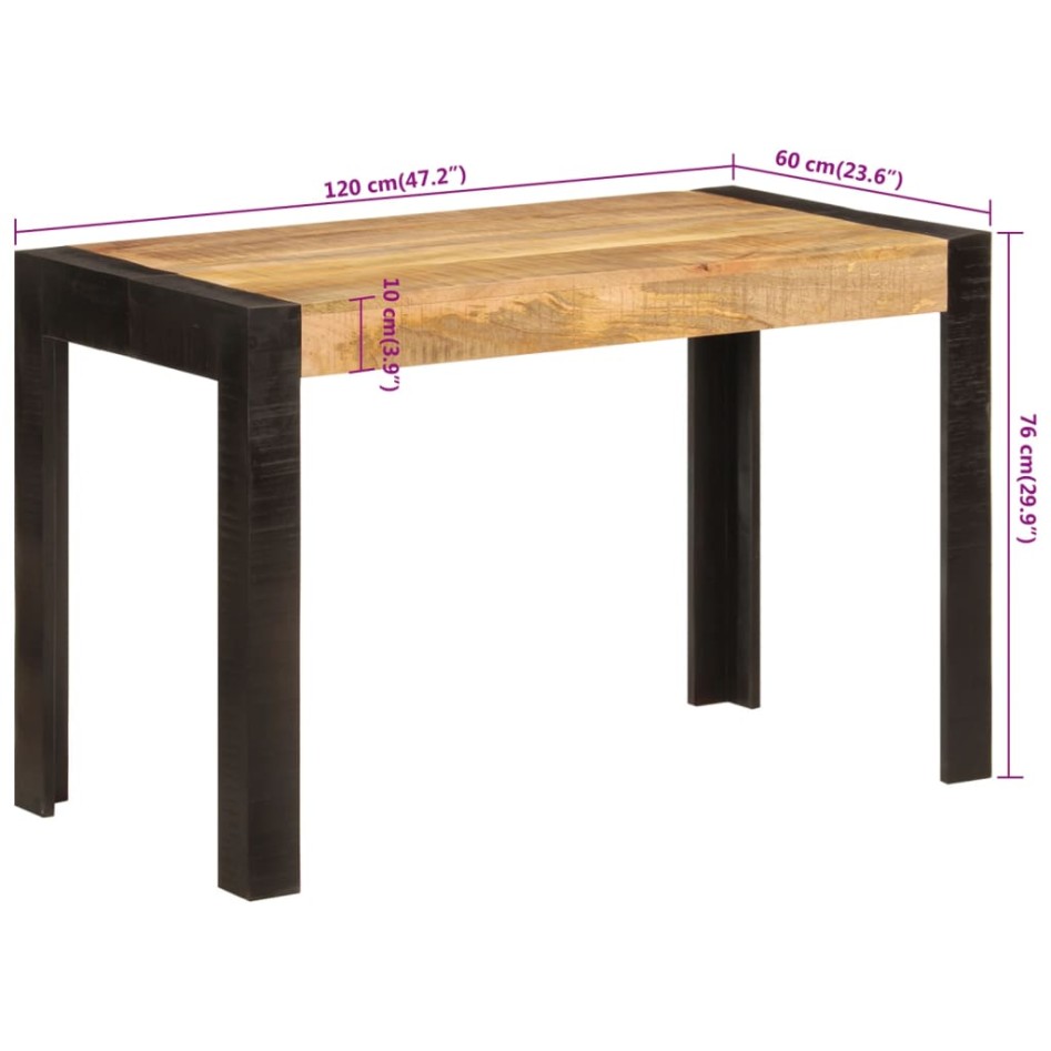Mesa de comedor madera maciza de mango 120x60x76