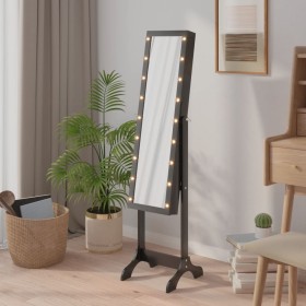 Espejo de pie con LED negro 34x37x146