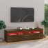Mueble de TV con luces LED 2 uds roble ahumado 75x35x40