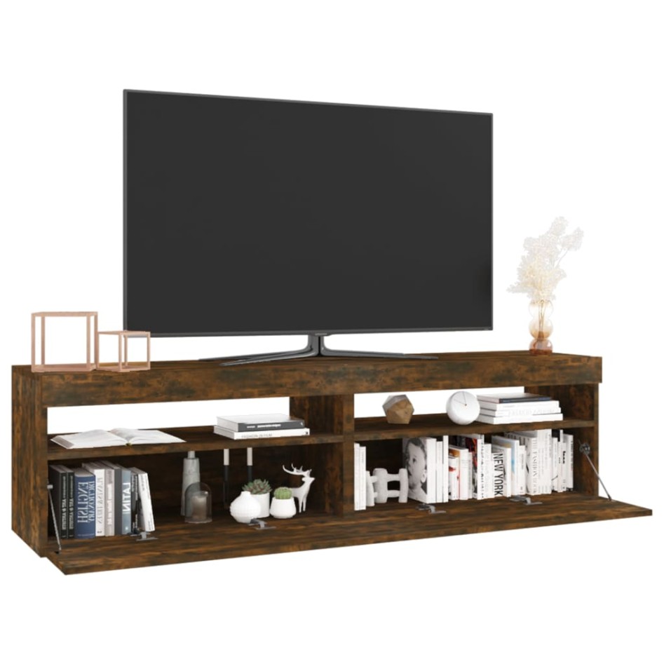 Mueble de TV con luces LED 2 uds roble ahumado 75x35x40