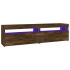 Mueble de TV con luces LED 2 uds roble ahumado 75x35x40