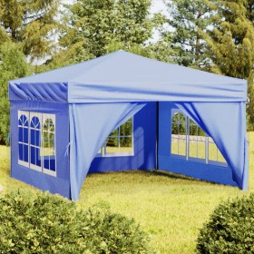 Carpa para fiestas plegable con paredes laterales azul 3x3