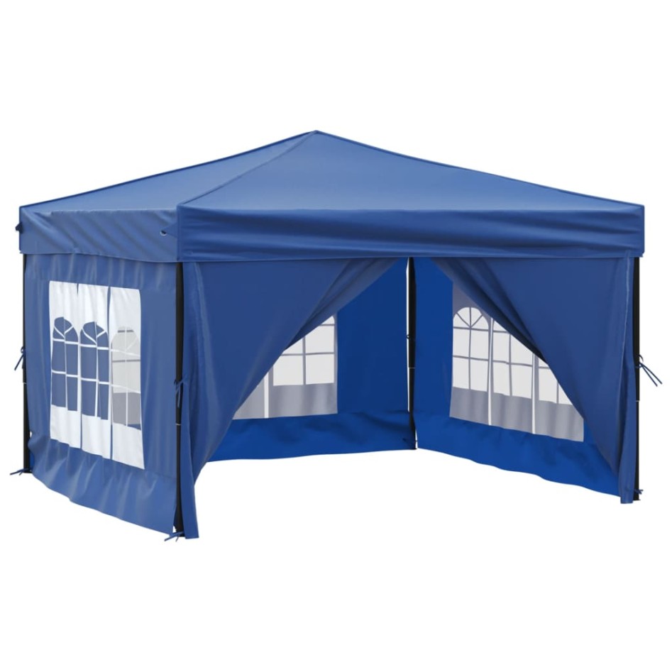 Carpa para fiestas plegable con paredes laterales azul 3x3