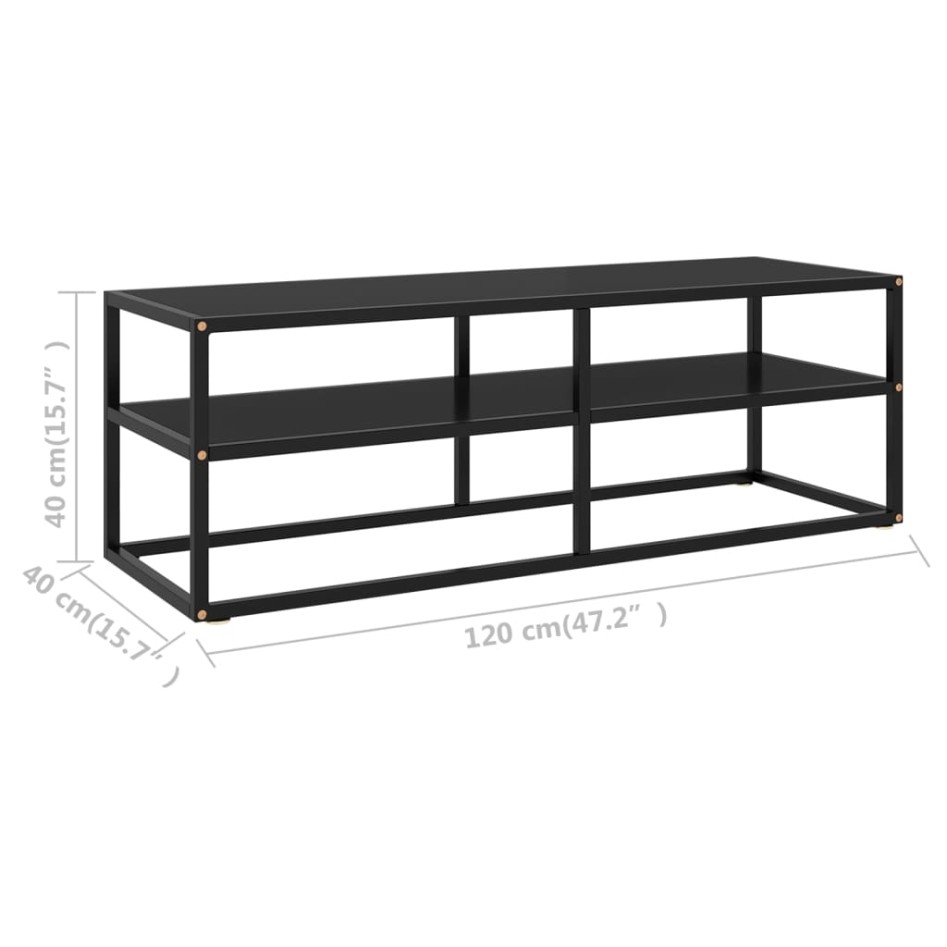 Mueble para TV negro con vidrio negro 120x40x40