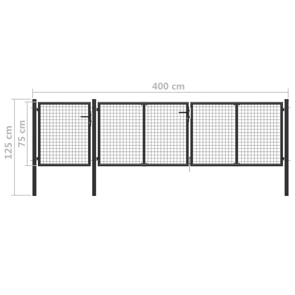 Puerta de jardín de acero gris antracita 400x75