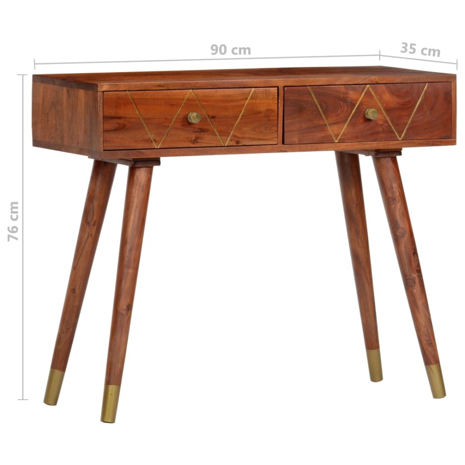 Mesa consola de madera maciza de acacia 90x35x76