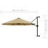Sombrilla de pared con barra de metal taupe 300