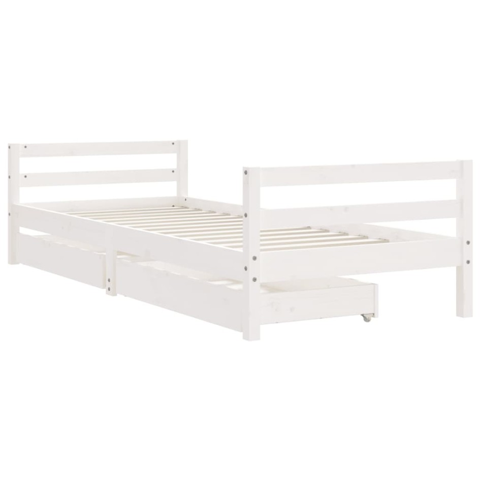 Estructura cama infantil y cajones madera pino blanco 90x190