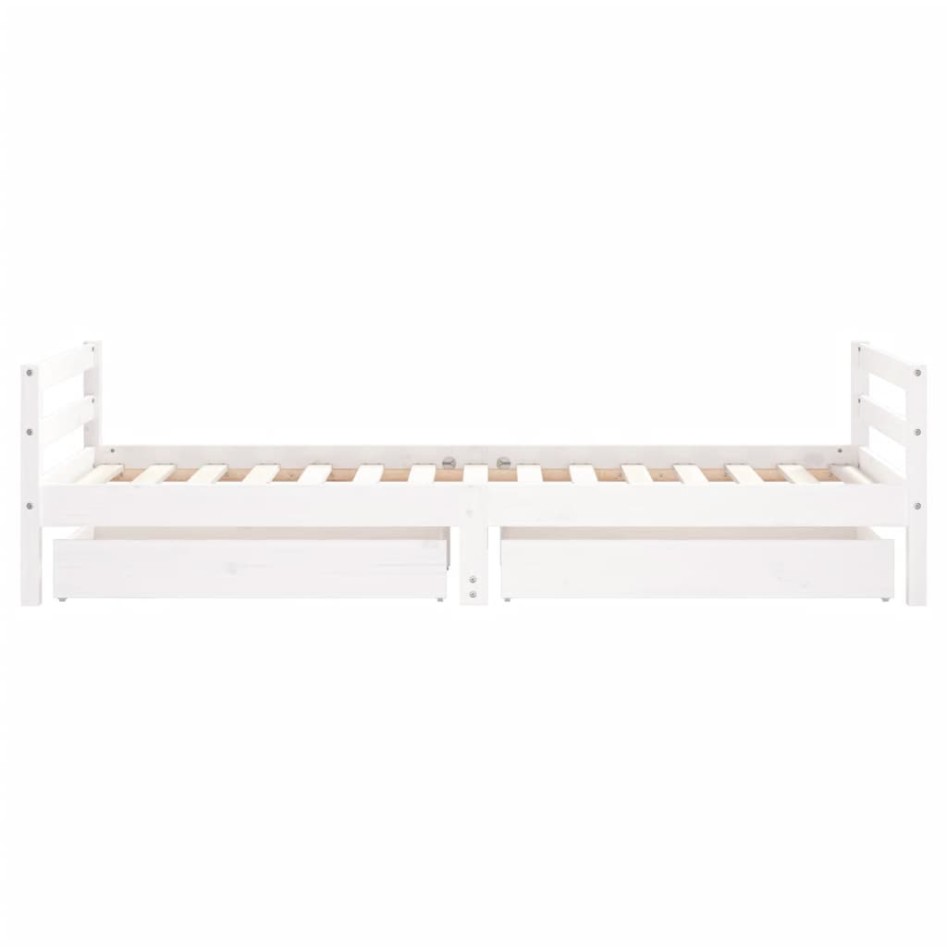 Estructura cama infantil y cajones madera pino blanco 90x190