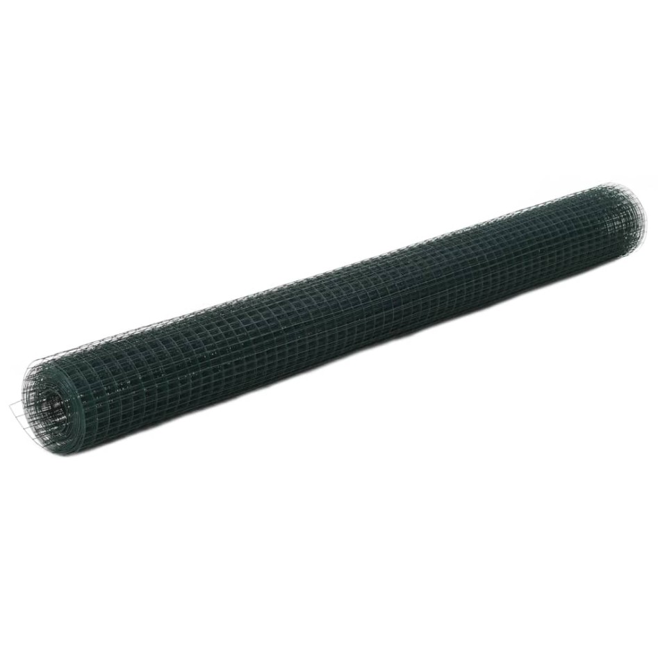 Alambrada de gallinero acero recubrimiento PVC verde 25x1,5