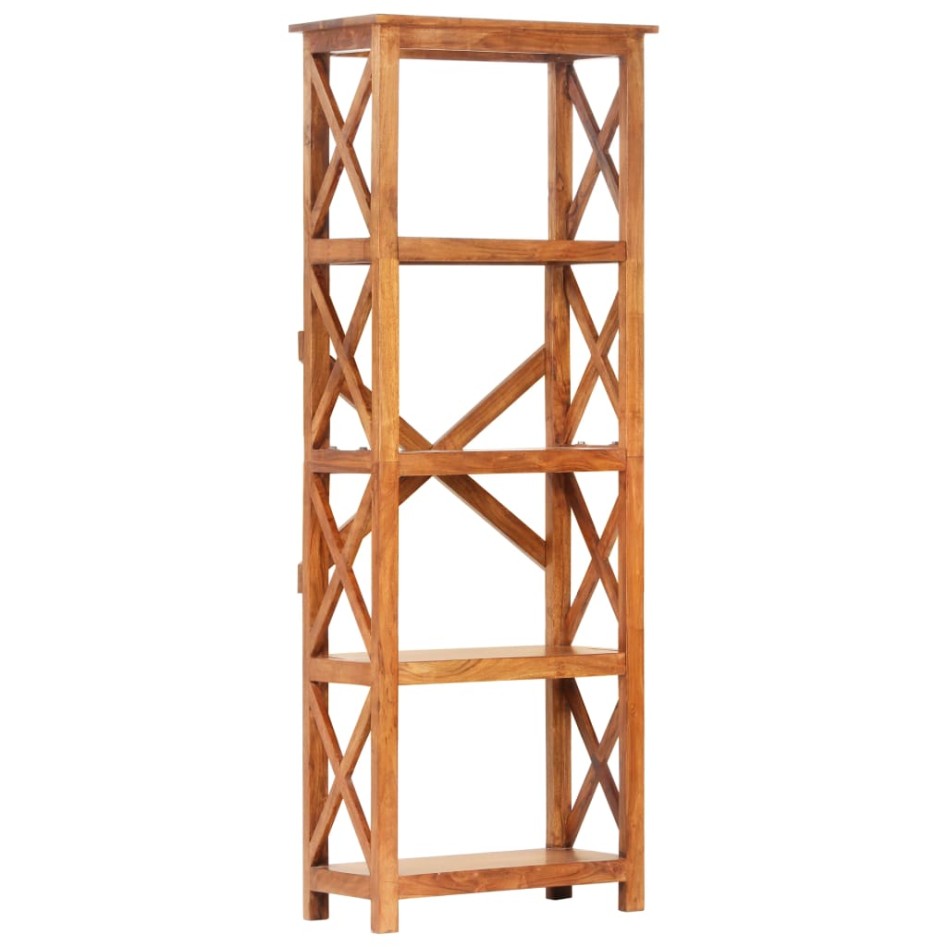 Estantería de madera maciza de acacia acabado miel 60x30x160