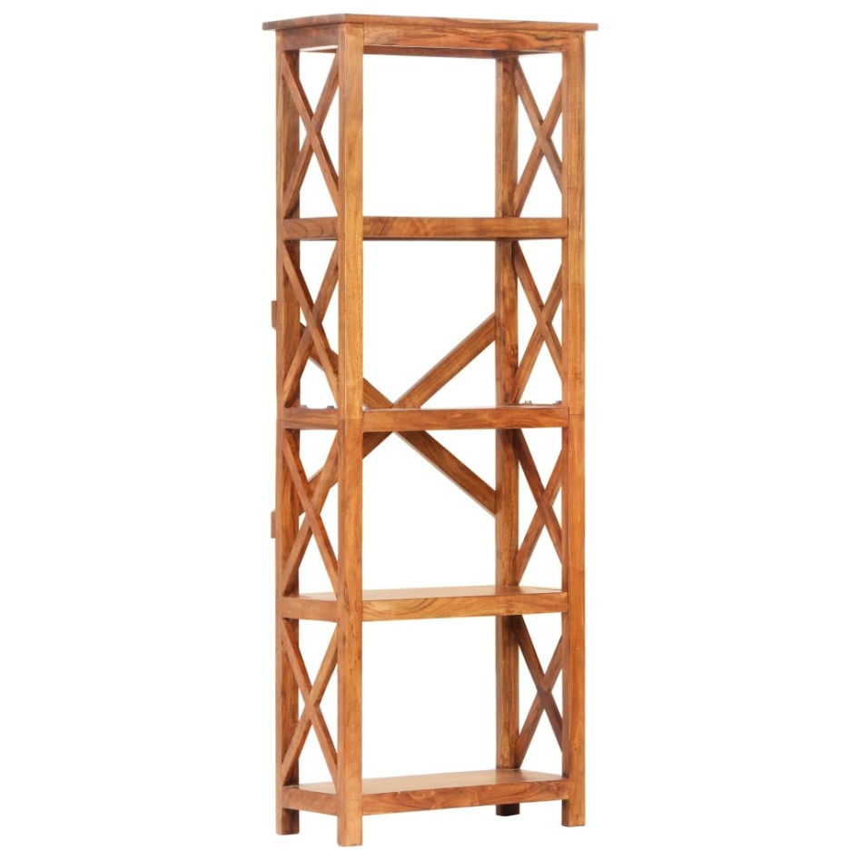 Estantería de madera maciza de acacia acabado miel 60x30x160
