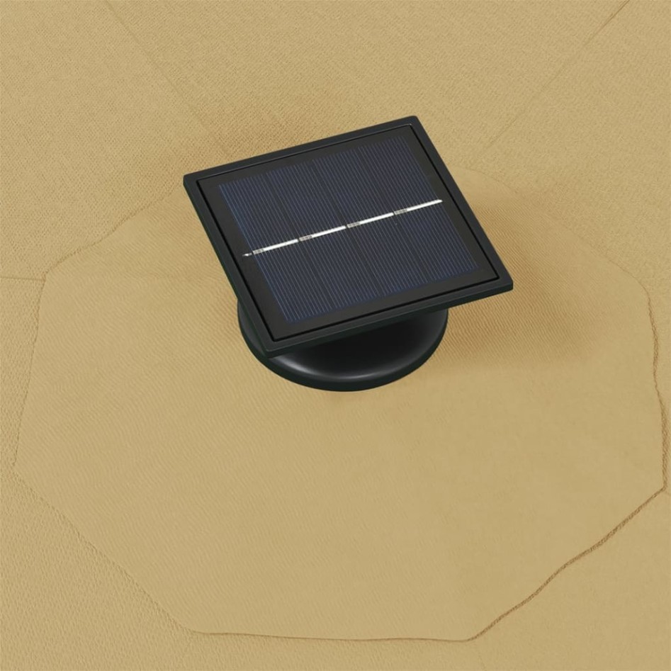 Sombrilla de jardín de pared con luces LED taupe 300