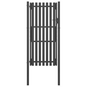 Puerta de valla del jardín de acero gris antracita 1x2,5