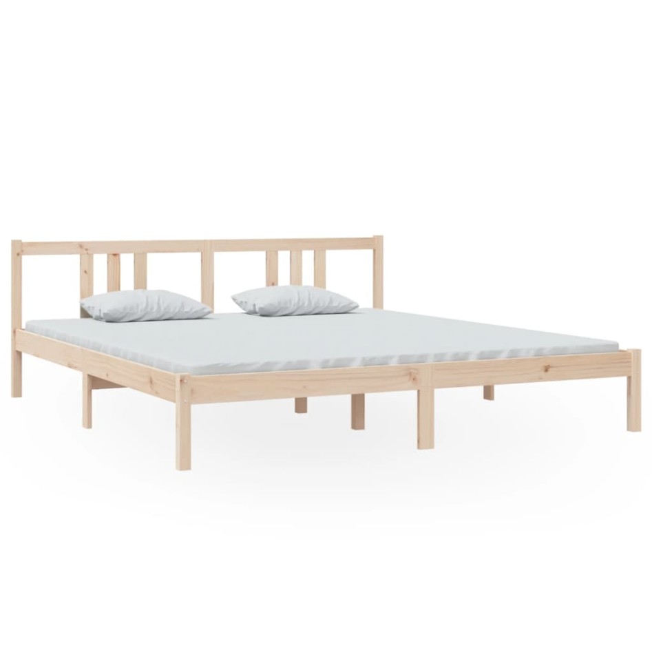 Estructura de cama doble sin colchón madera maciza 180x200