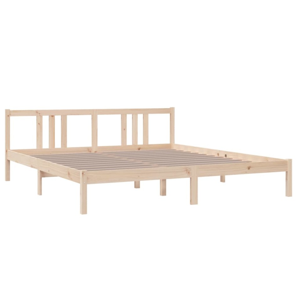 Estructura de cama doble sin colchón madera maciza 180x200