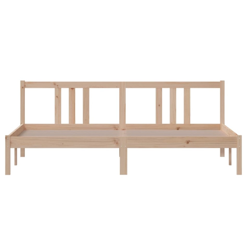 Estructura de cama doble sin colchón madera maciza 180x200