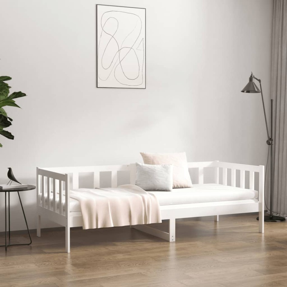 Sofá cama sin colchón madera maciza de pino blanco 80x200