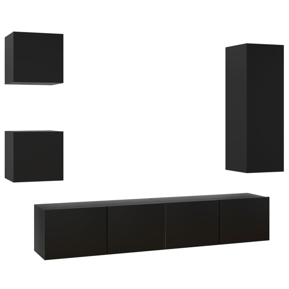 Set de muebles de TV 5 piezas madera contrachapada