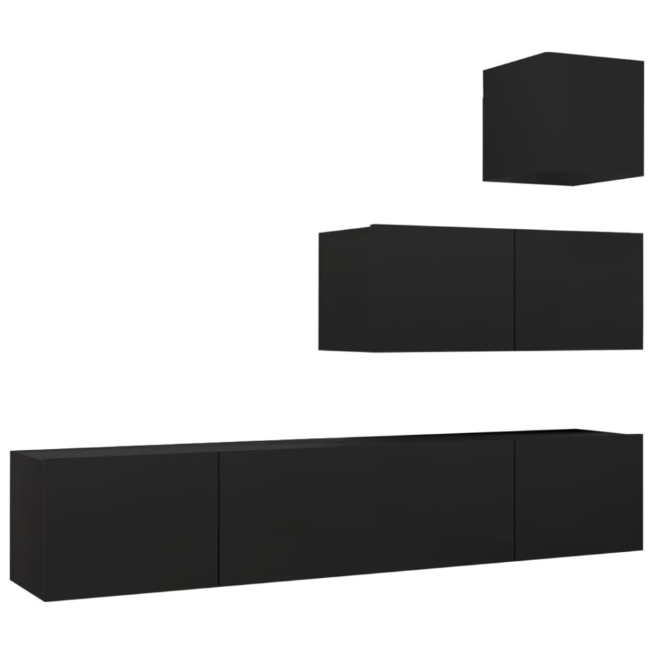 Set de muebles de salón TV 4 piezas madera contrachapada