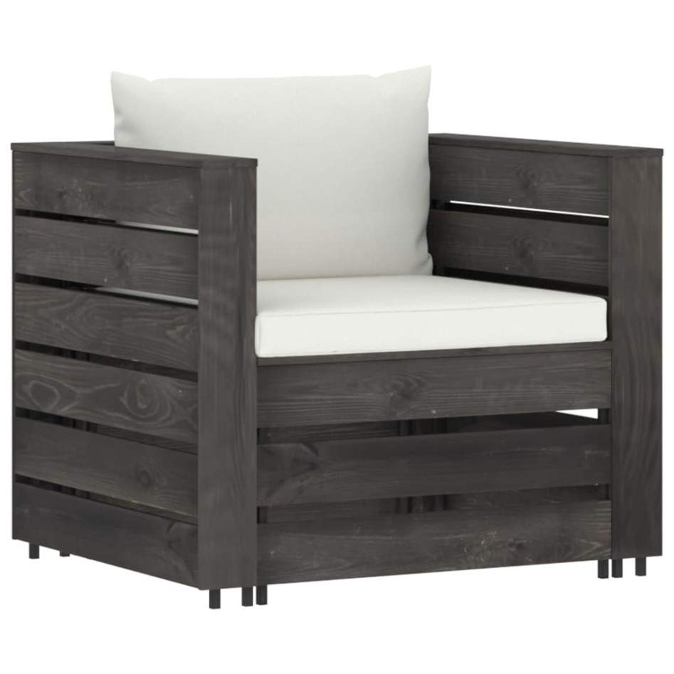 Muebles de jardín 2 pzas con cojines gris madera