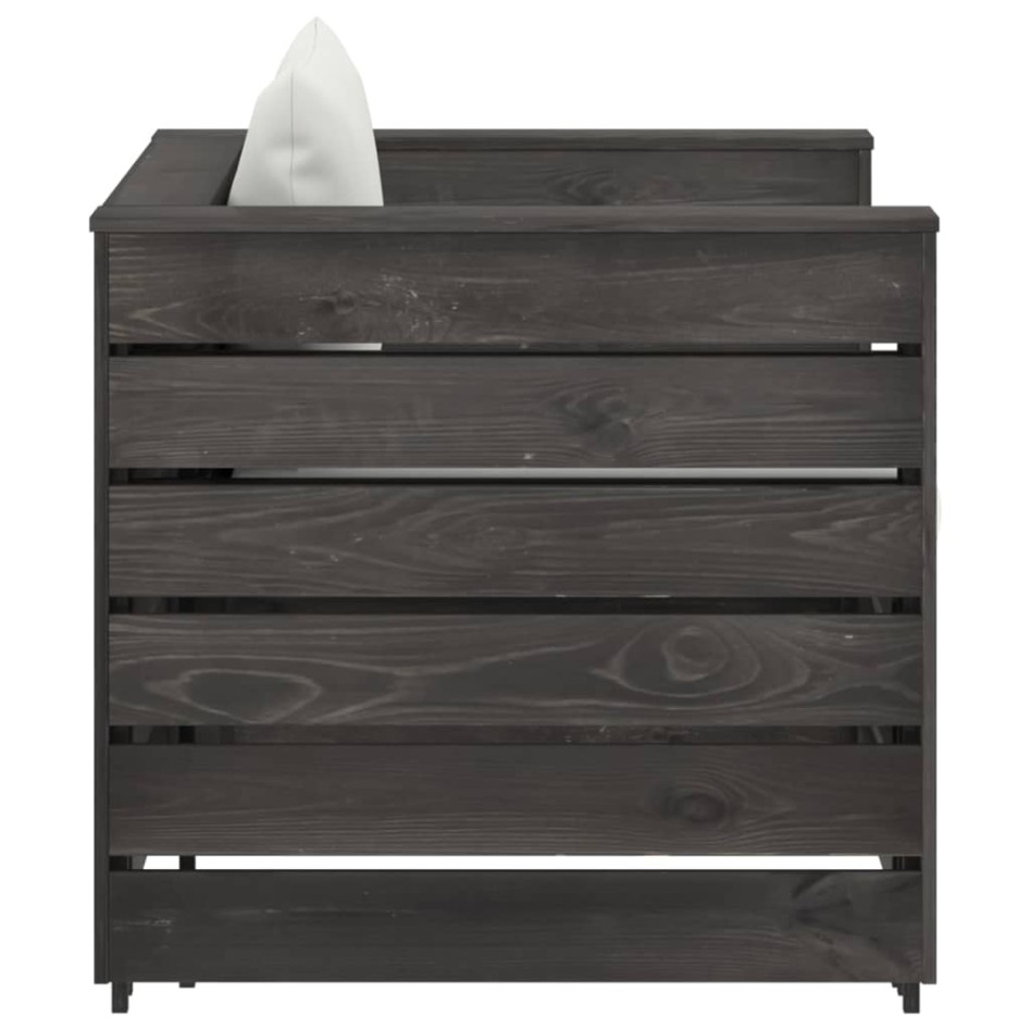 Muebles de jardín 2 pzas con cojines gris madera