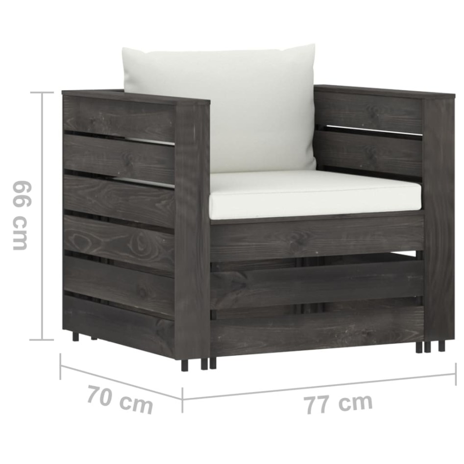 Muebles de jardín 2 pzas con cojines gris madera