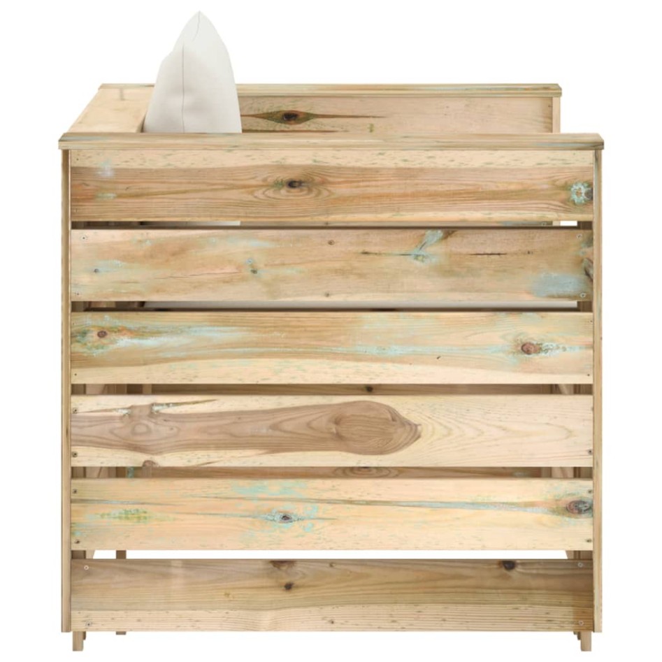 Muebles de jardín 2 pzas con cojines madera impregnada