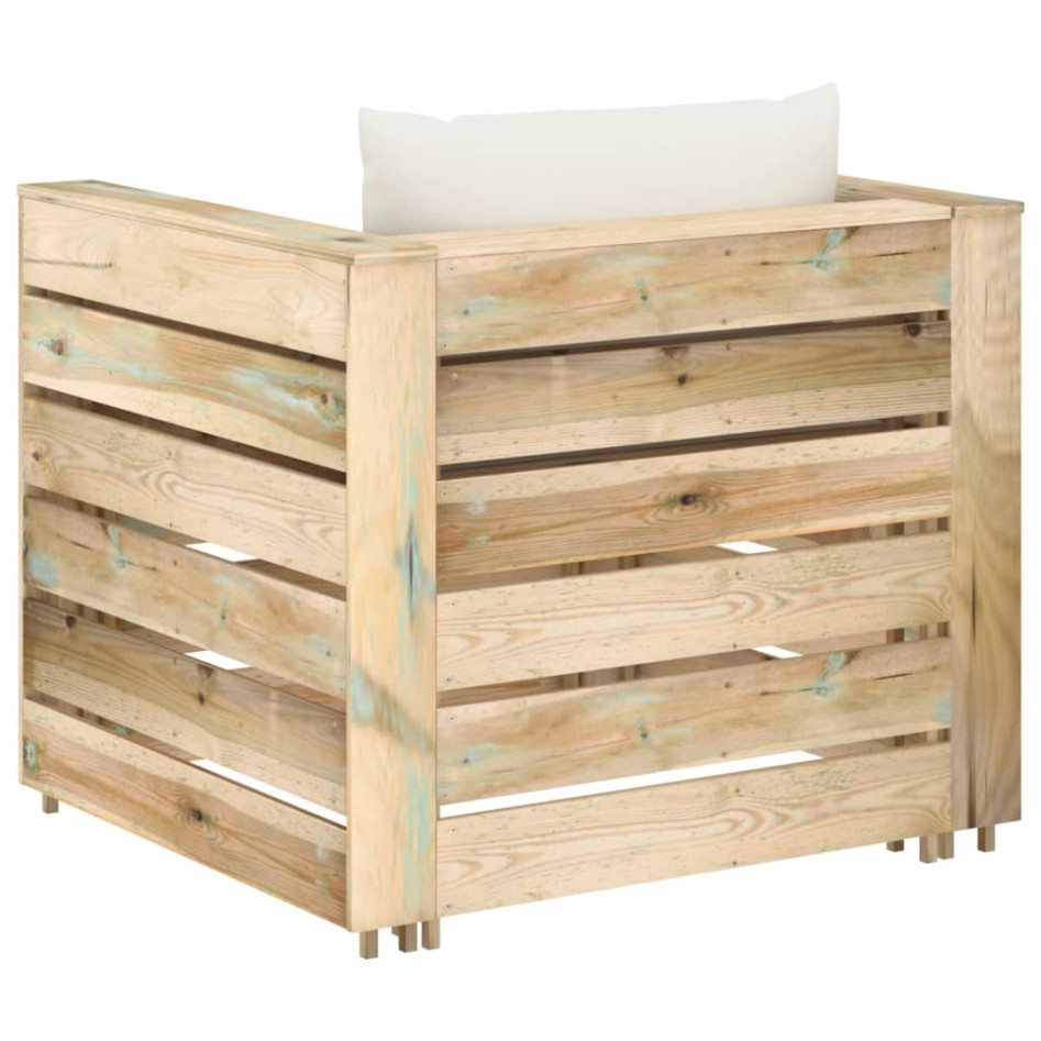 Muebles de jardín 2 pzas con cojines madera impregnada