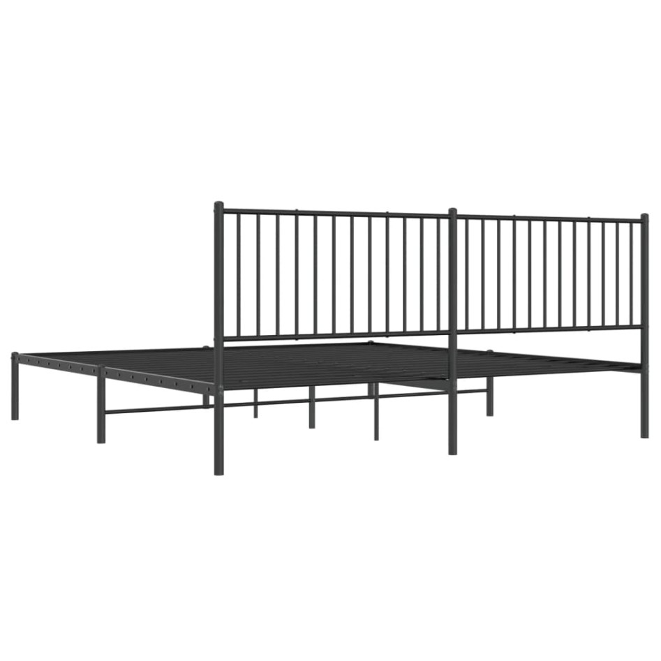 Estructura cama sin colchón con cabecero metal negro 200x200