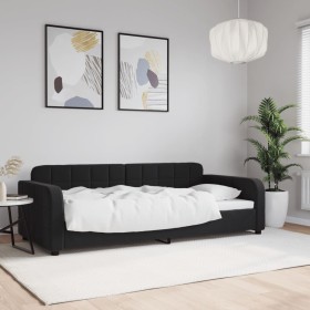 Sofá cama sin colchón terciopelo negro 90x200
