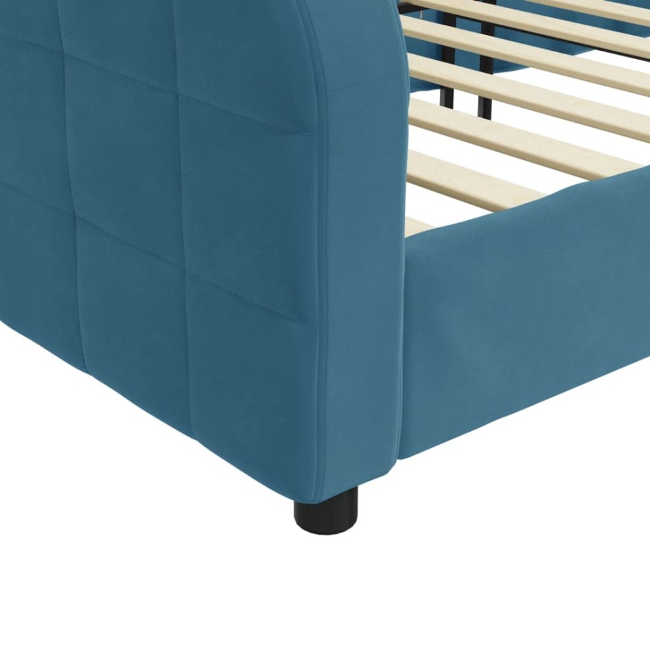 Sofá cama sin colchón terciopelo azul 90x200