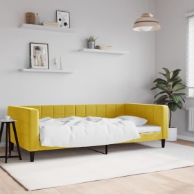 Sofá cama sin colchón terciopelo amarillo 100x200