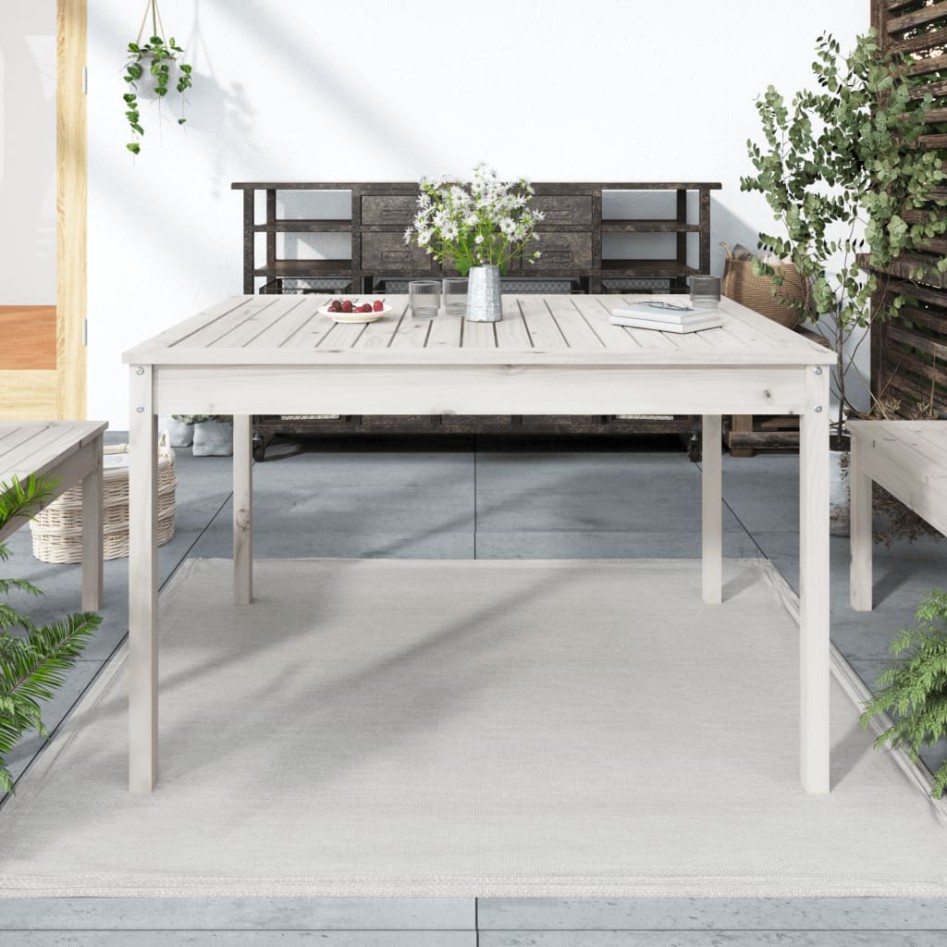 Mesa de jardín madera maciza pino blanco 121x82,5x76