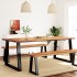 Mesa de comedor con borde vivo madera maciza acacia