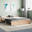 Estructura de cama doble sin colchón madera maciza 150x200 cm
