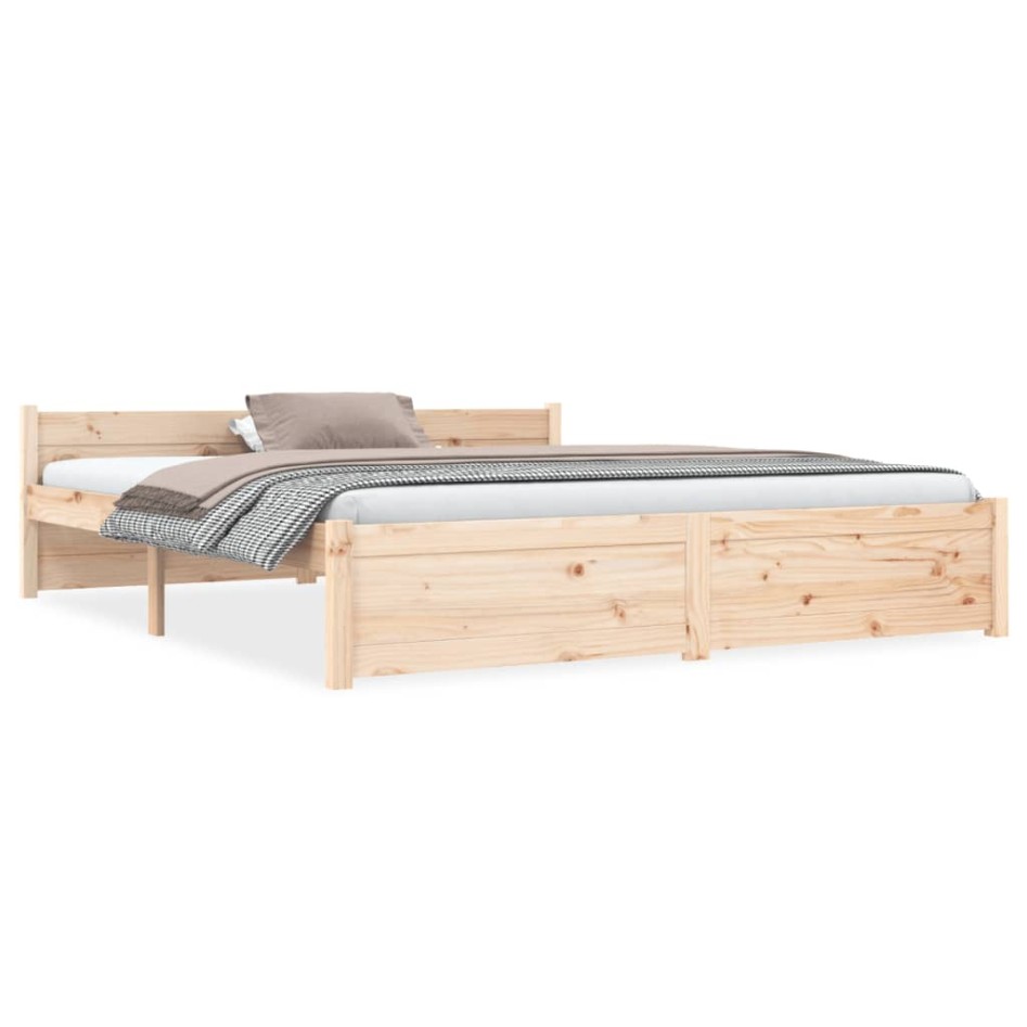 Estructura de cama doble sin colchón madera maciza 150x200