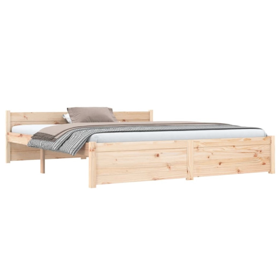 Estructura de cama doble sin colchón madera maciza 150x200