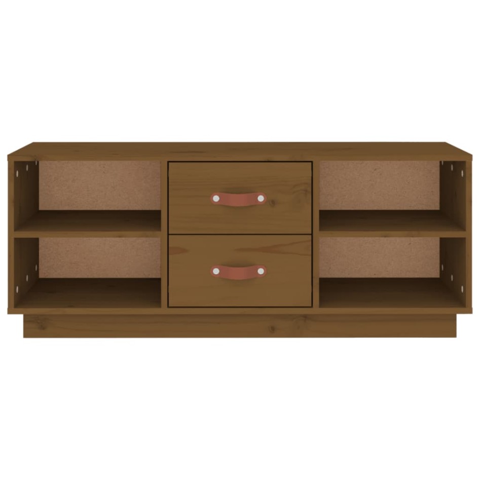 Mueble de TV madera maciza de pino marrón miel 100x34x40