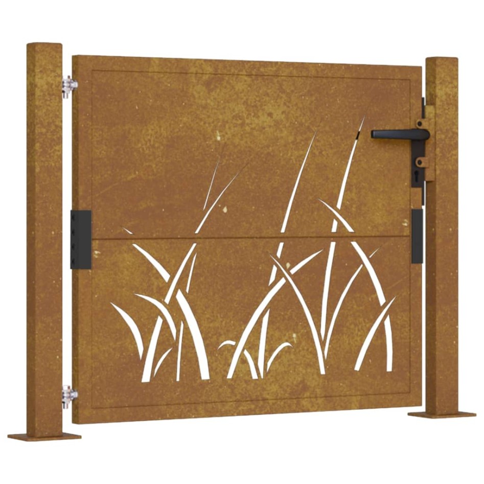 Puerta de jardín acero corten diseño hierba 105x80
