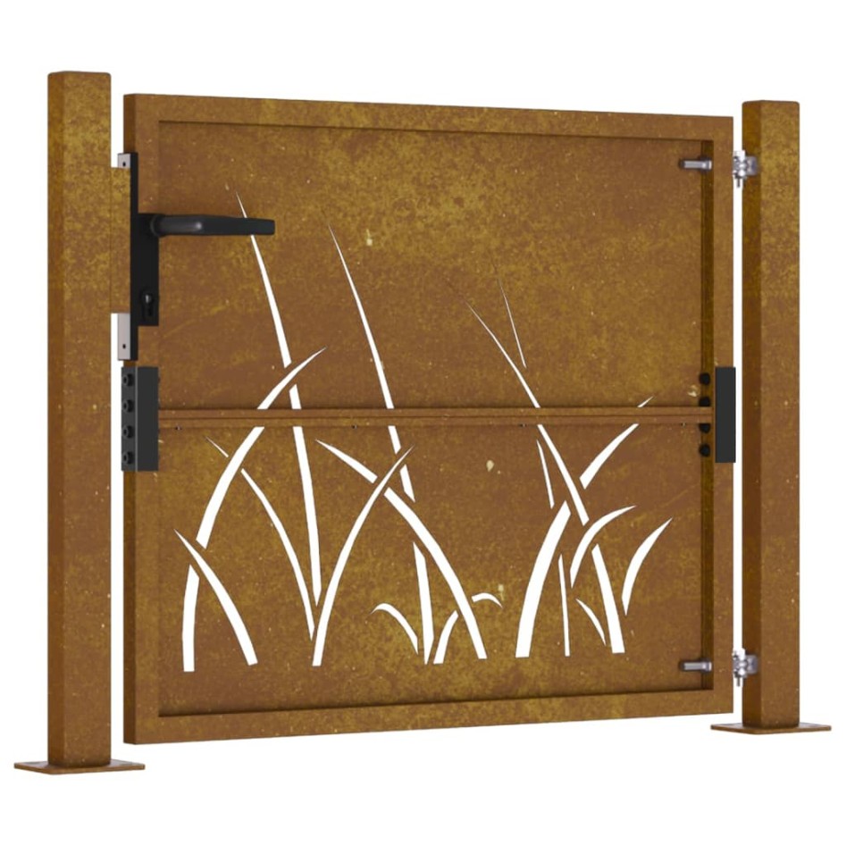 Puerta de jardín acero corten diseño hierba 105x80