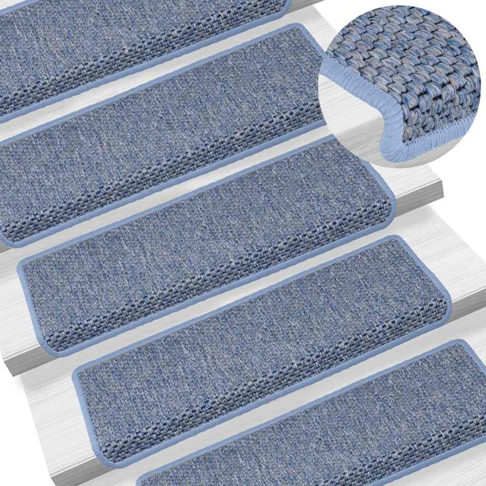 Alfombrilla autoadhesiva escalera sisal 15 uds azul 65x21x4