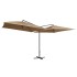 Sombrilla doble con palo de acero gris taupe 250x250