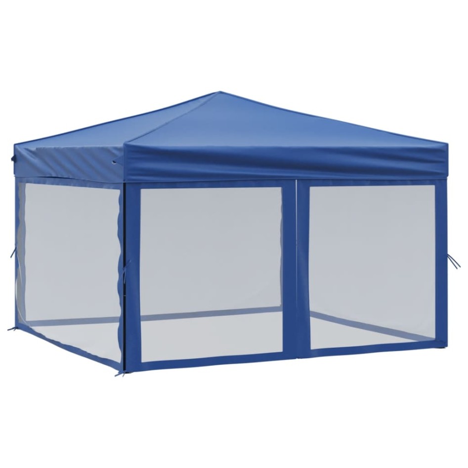 Carpa para fiestas plegable con paredes laterales azul 3x3